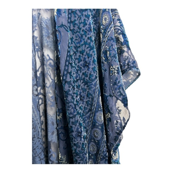 Women's Burnout Velvet Kimono Long OS Cardigan Cover Up Floral Boho Whimsygoth - Picture 4 of 6